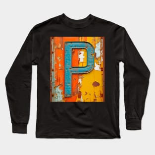 Rusty Letter "P" Monogram P initial Long Sleeve T-Shirt